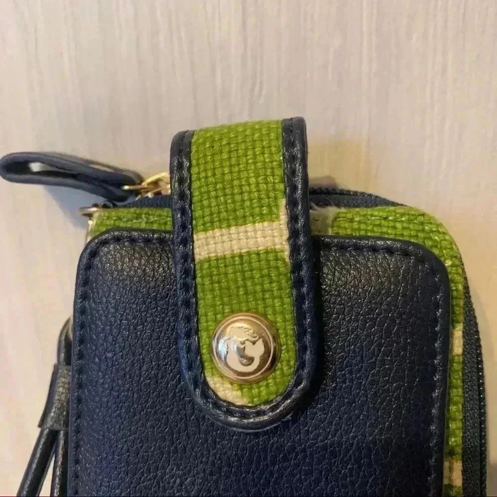Spartina Wristlet - Green & Blue, Linen & Leather - Picture 5 of 5